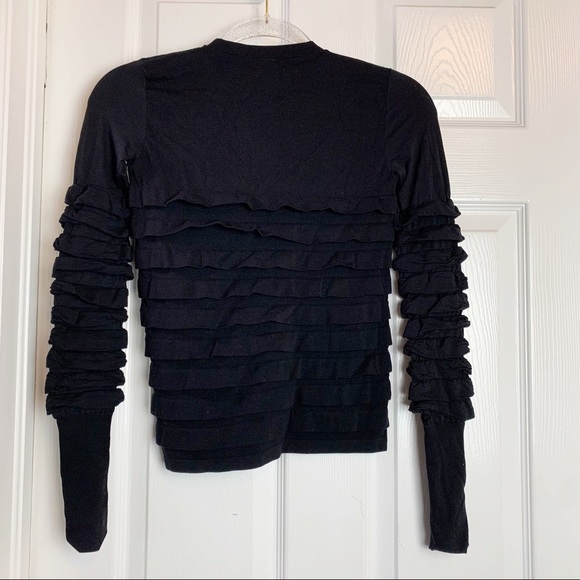 Emilio Cavallini Fitted Long Sleeve Top Tiered Ruffle - Picture 4 of 5